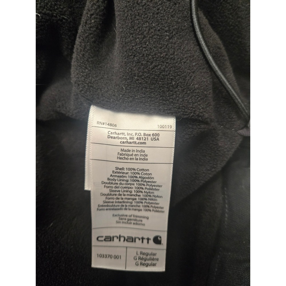 Carhartt Full Swing Armstrong Jacket Mens Large Black Cotton Duck Fleece Lined - Picture 4 of 4